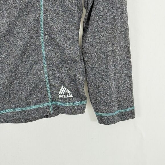 RBX Long Sleeve Shirt Performance Active Top Size M Gray Teal Trim - Picture 6 of 16